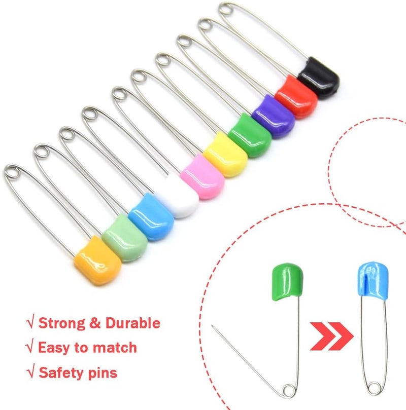 Hocansen 50 PCS Safety Pin 54mm/2.2in Baby Diaper Pins for Cloth Plastic Head Baby Pins for Diapers Stainless Steel Cloth Pins with Locking Closures Nappy Pin for Crafts（DT/Color） - Image 4